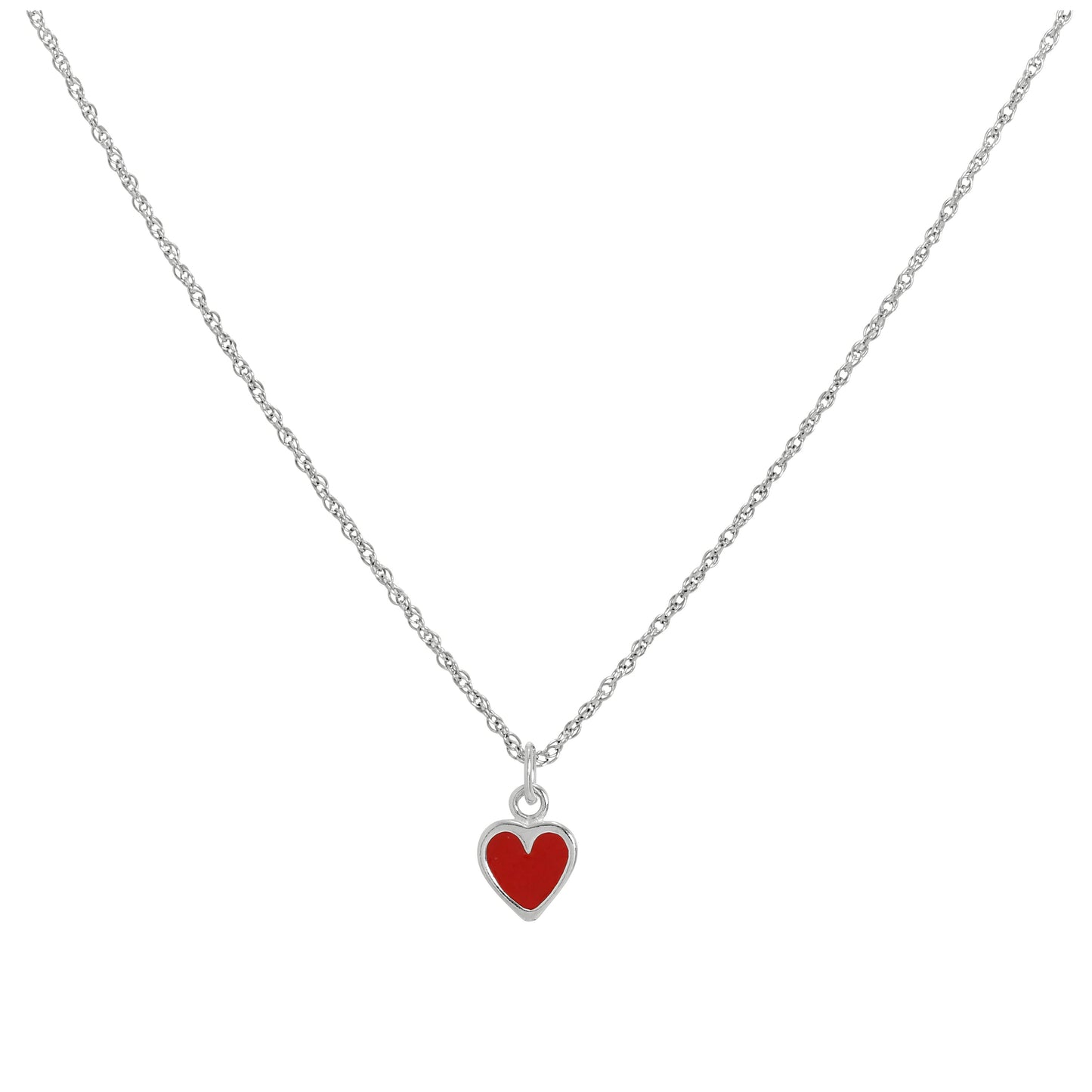 Collier pendentif cœur en argent sterling et émail rouge de 35 à 55 cm