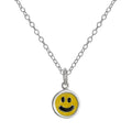 Collier avec pendentif smiley en argent sterling et émail jaune, 35 à 55 cm