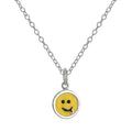 Collier avec pendentif smiley en argent sterling et émail jaune, 35,6 à 55,9 cm