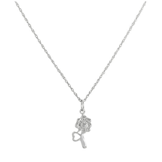 Collier avec pendentif en forme de cœur et de fleur en argent sterling, 35 à 55 cm