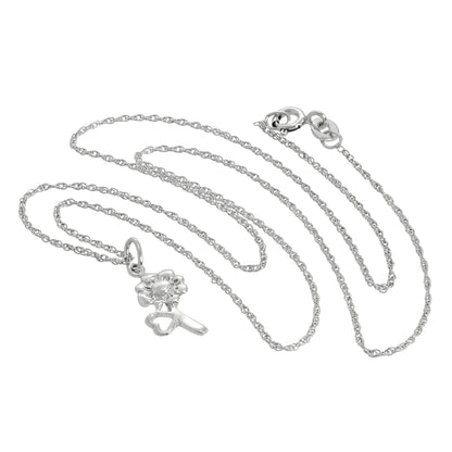 Collier avec pendentif en forme de cœur et de fleur en argent sterling, 35 à 55 cm