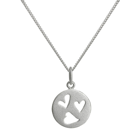 Petit collier avec pendentif triple cœur ouvert en argent sterling de 40 à 55 cm