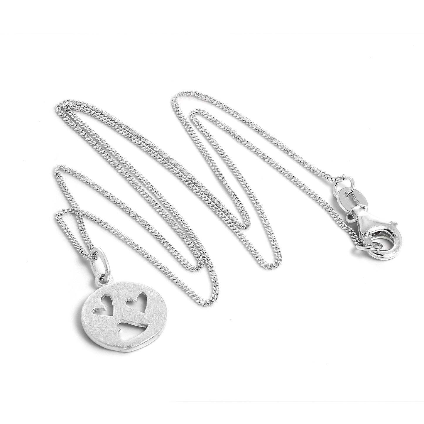 Petit collier avec pendentif triple cœur ouvert en argent sterling de 40 à 55 cm