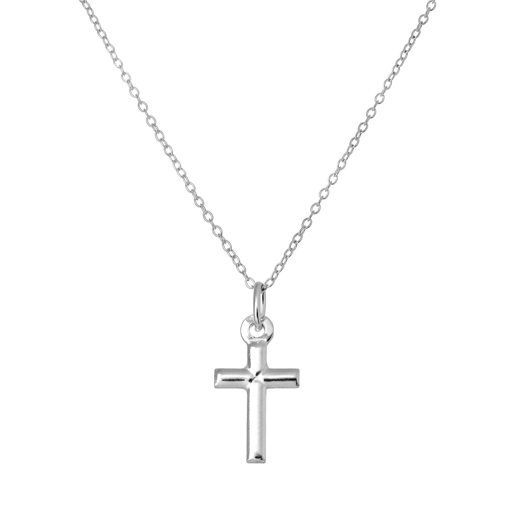 Pendentif croix simple en argent sterling sur chaîne de 45 cm
