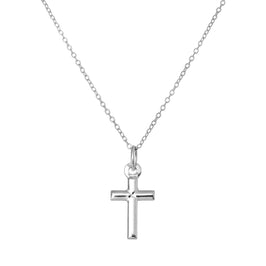 Pendentif croix simple en argent sterling sur chaîne de 45 cm