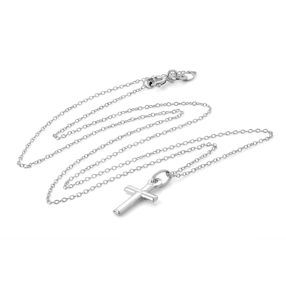 Pendentif croix simple en argent sterling sur chaîne de 45 cm