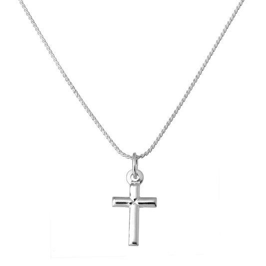 Petit collier avec pendentif croix en argent sterling uni de 40 à 55 cm