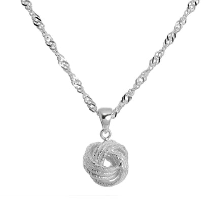 Collier nœud en argent sterling sur chaîne Singapour de 45 cm