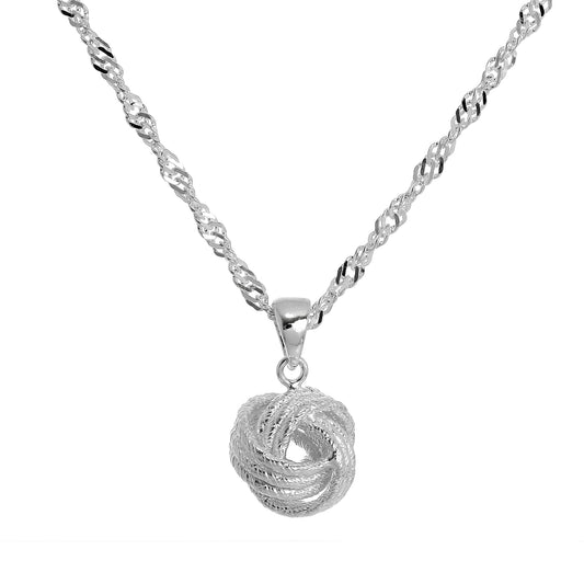 Collier nœud en argent sterling sur chaîne Singapour de 45 cm