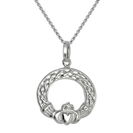 Grand collier pendentif Claddagh en argent sterling de 40 à 55 cm
