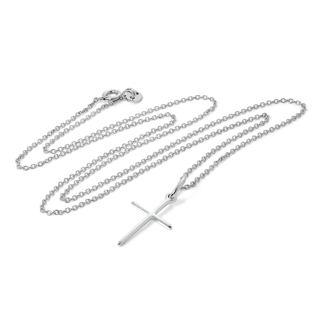 Collier avec pendentif croix en argent sterling clair uni de 40 à 55 cm