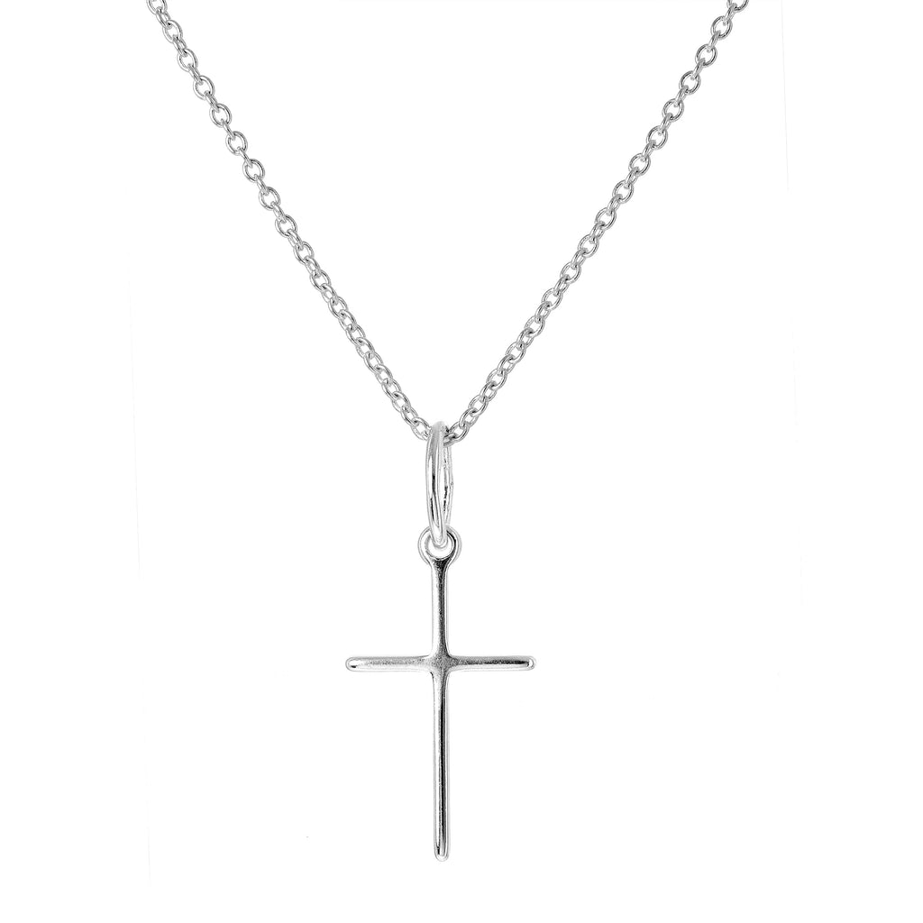 Collier avec pendentif croix en argent sterling clair uni de 40 à 55 cm