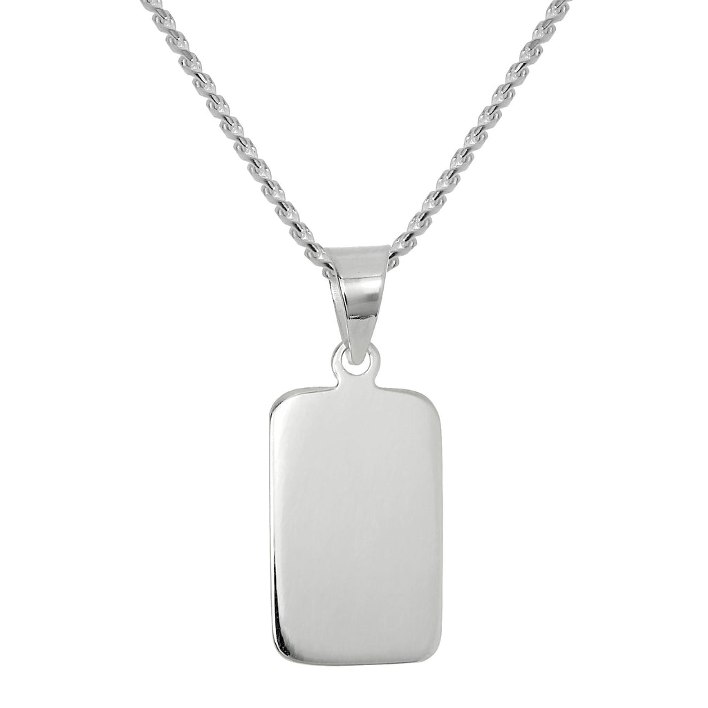 Collier pendentif rectangulaire en argent sterling gravable de 35 à 70 cm