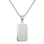 Collier pendentif rectangulaire en argent sterling gravable de 35 à 70 cm