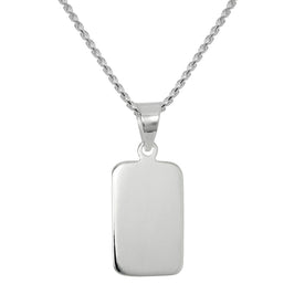Collier pendentif rectangulaire en argent sterling gravable de 35 à 70 cm
