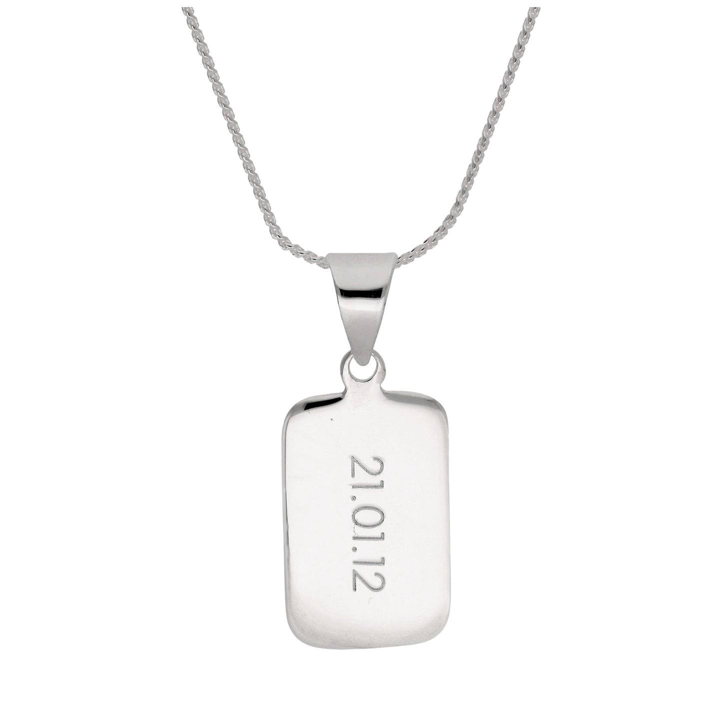 Collier pendentif rectangulaire en argent sterling gravable de 35 à 55 cm