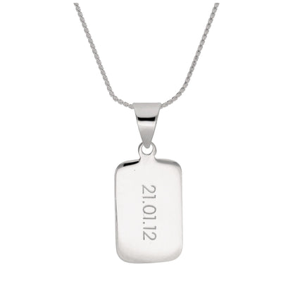 Collier pendentif rectangulaire en argent sterling gravable de 35 à 55 cm