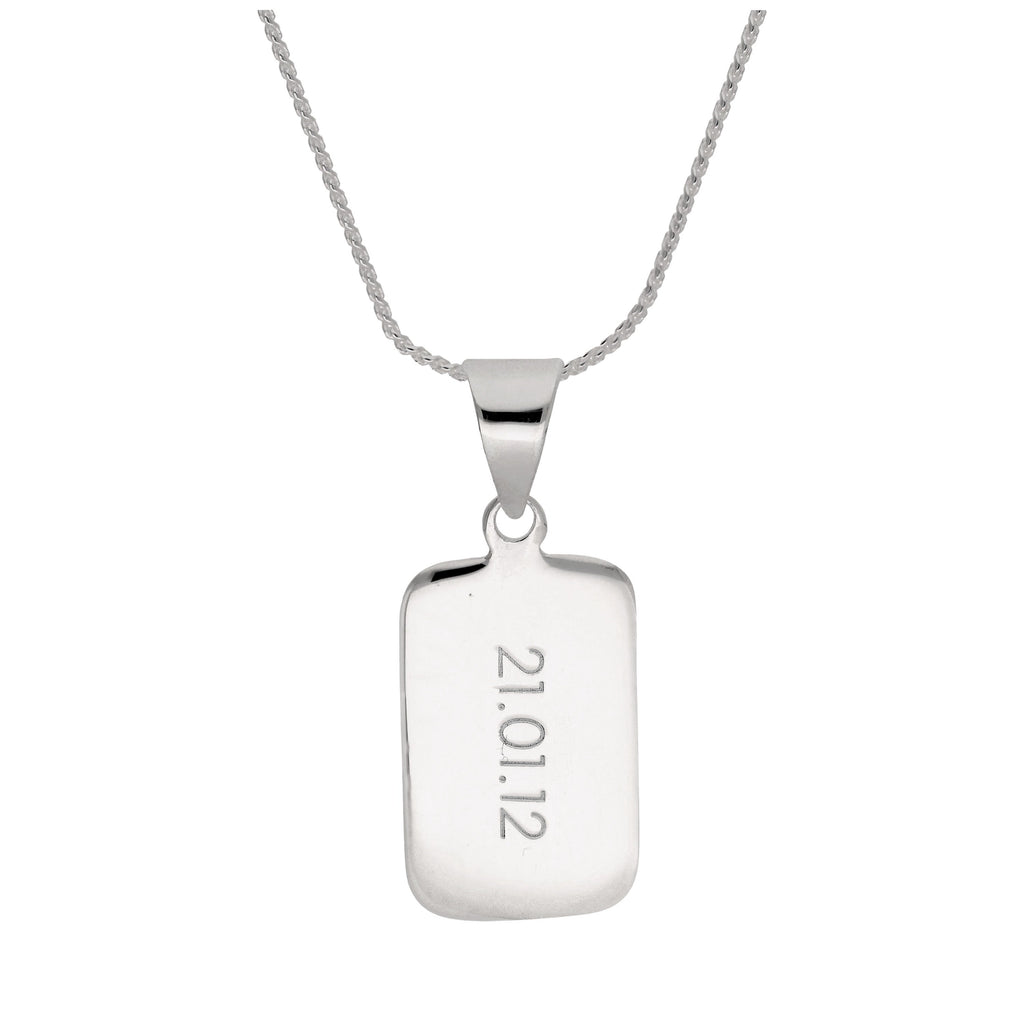 Collier pendentif rectangulaire en argent sterling gravable de 35 à 70 cm