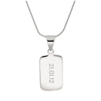 Collier pendentif rectangulaire en argent sterling gravable de 35 à 70 cm