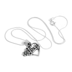 Collier pendentif cœur ouvert en argent sterling avec fleur, 35 à 70 cm