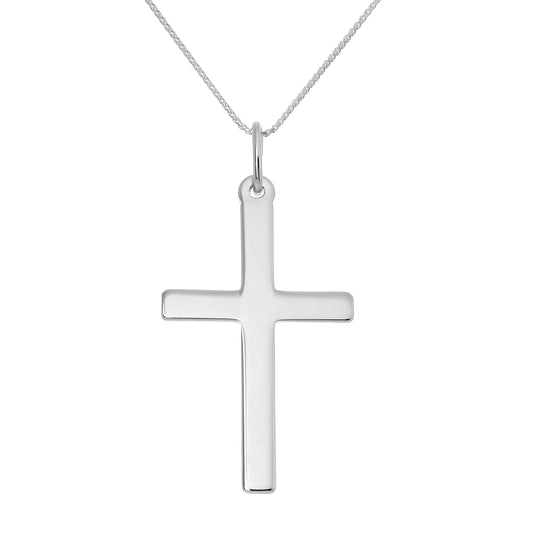 Grand collier avec pendentif croix en argent sterling de 40 à 55 cm