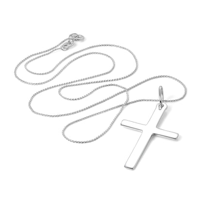 Grand collier avec pendentif croix en argent sterling de 40 à 55 cm
