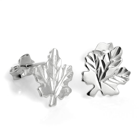 Boucles d'oreilles à tige en argent sterling avec feuille d'érable