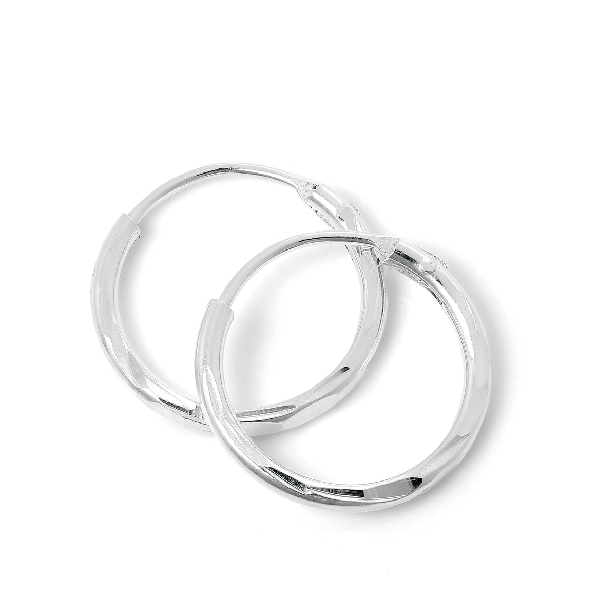 Boucles d'oreilles créoles en argent sterling taille diamant de 12 mm