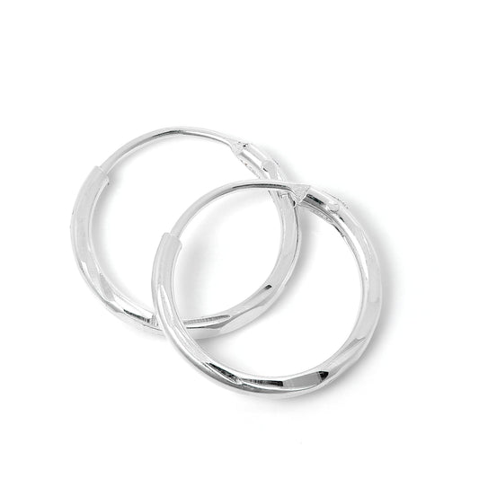 Boucles d'oreilles créoles en argent sterling taille diamant de 12 mm