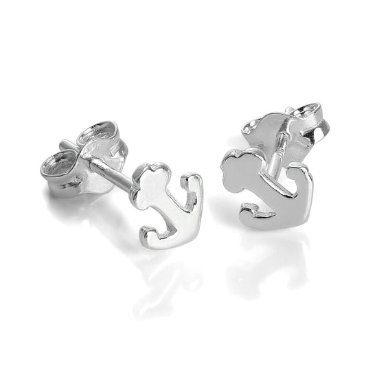Petites boucles d'oreilles à tige en argent sterling en forme d'ancre