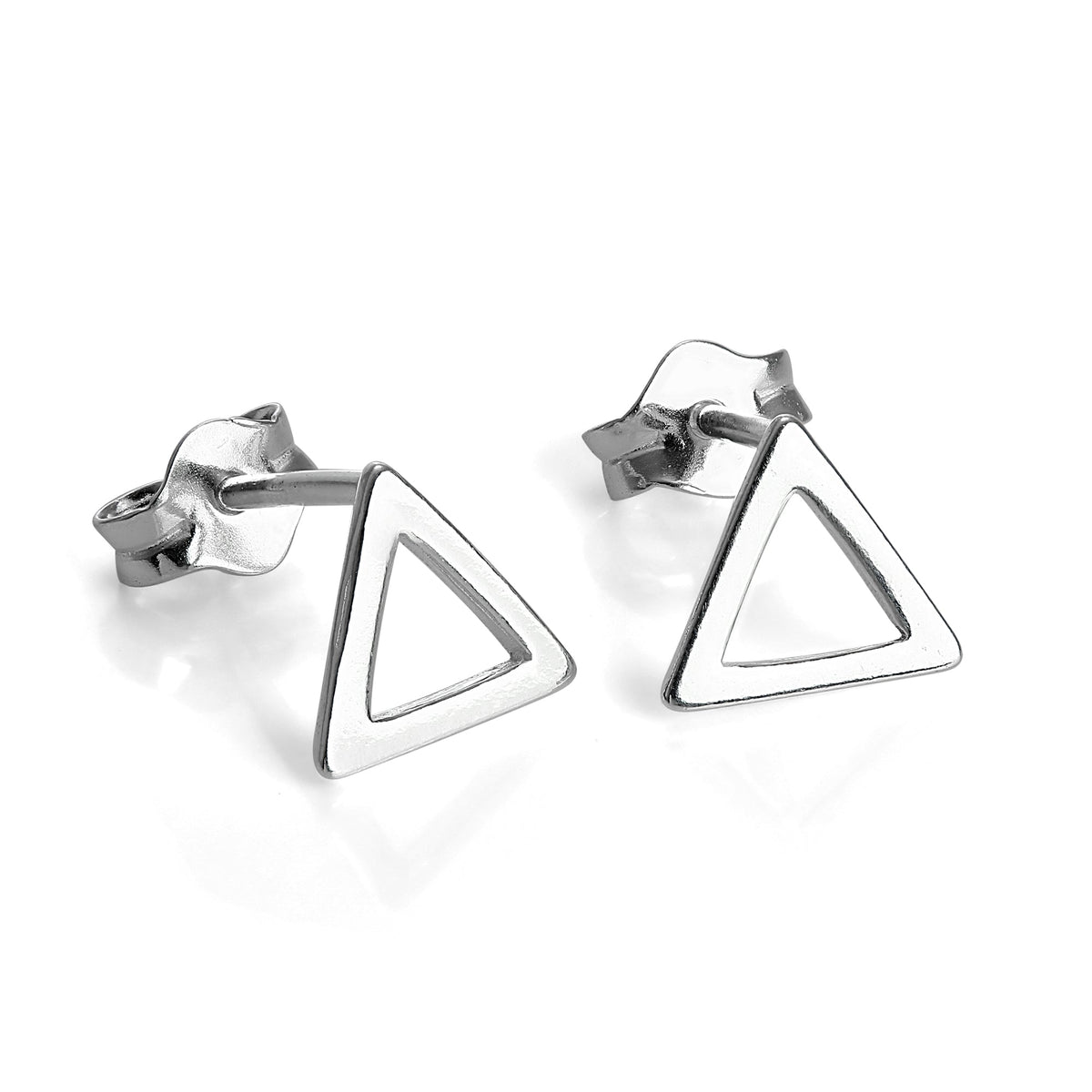 Boucles d'oreilles à tige triangulaires ouvertes en argent sterling