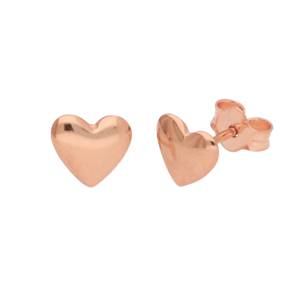 Boucles d'oreilles à tige en argent sterling plaqué or rose en forme de cœur