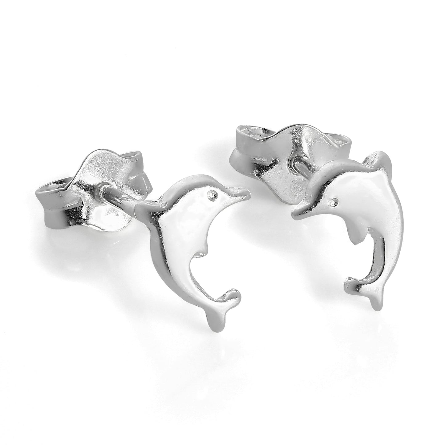 Petites boucles d'oreilles à tige en argent sterling en forme de dauphin
