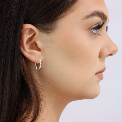 Boucles d'oreilles créoles en argent sterling avec corde torsadée de 16 mm