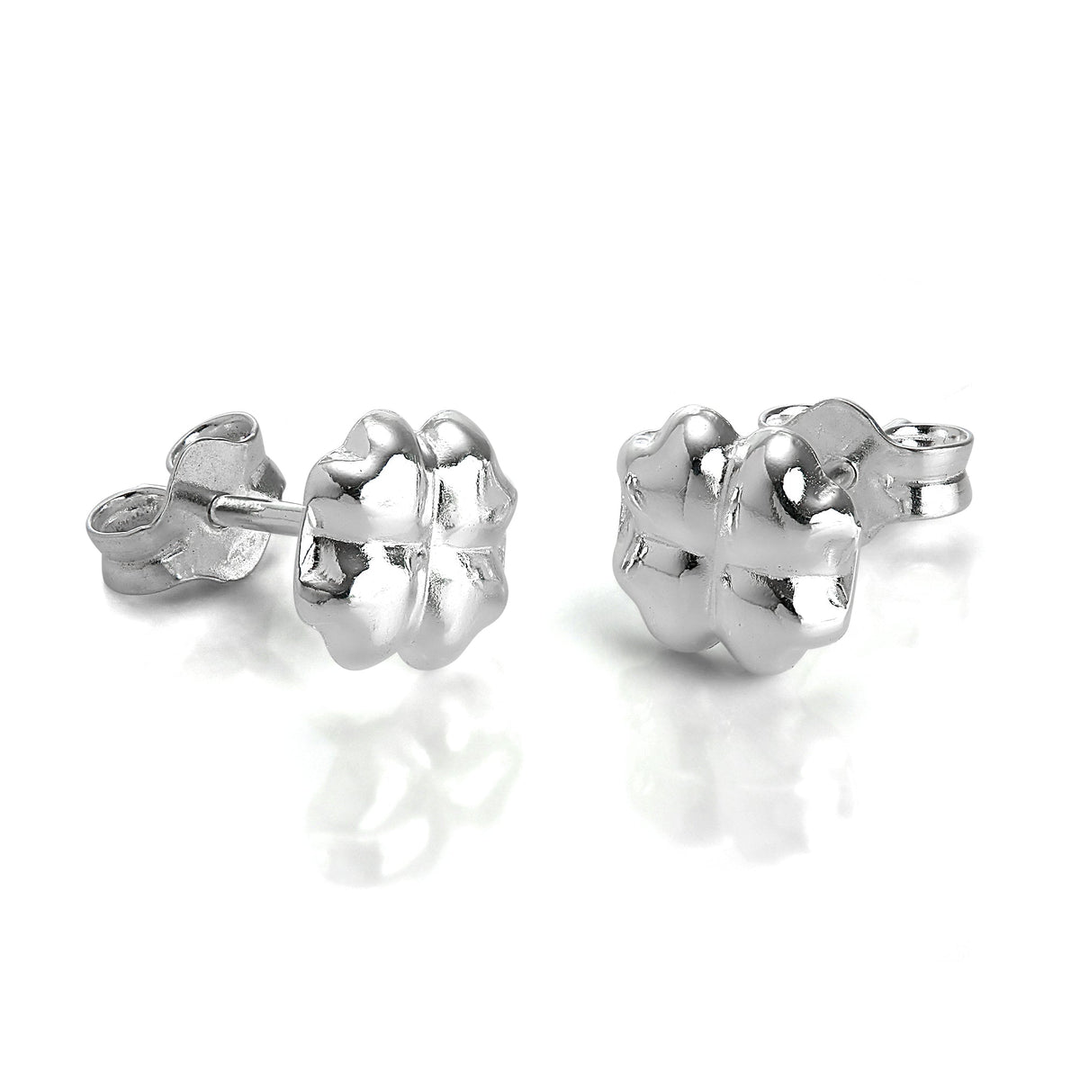 Boucles d'oreilles à tige en argent sterling avec trèfle à quatre feuilles
