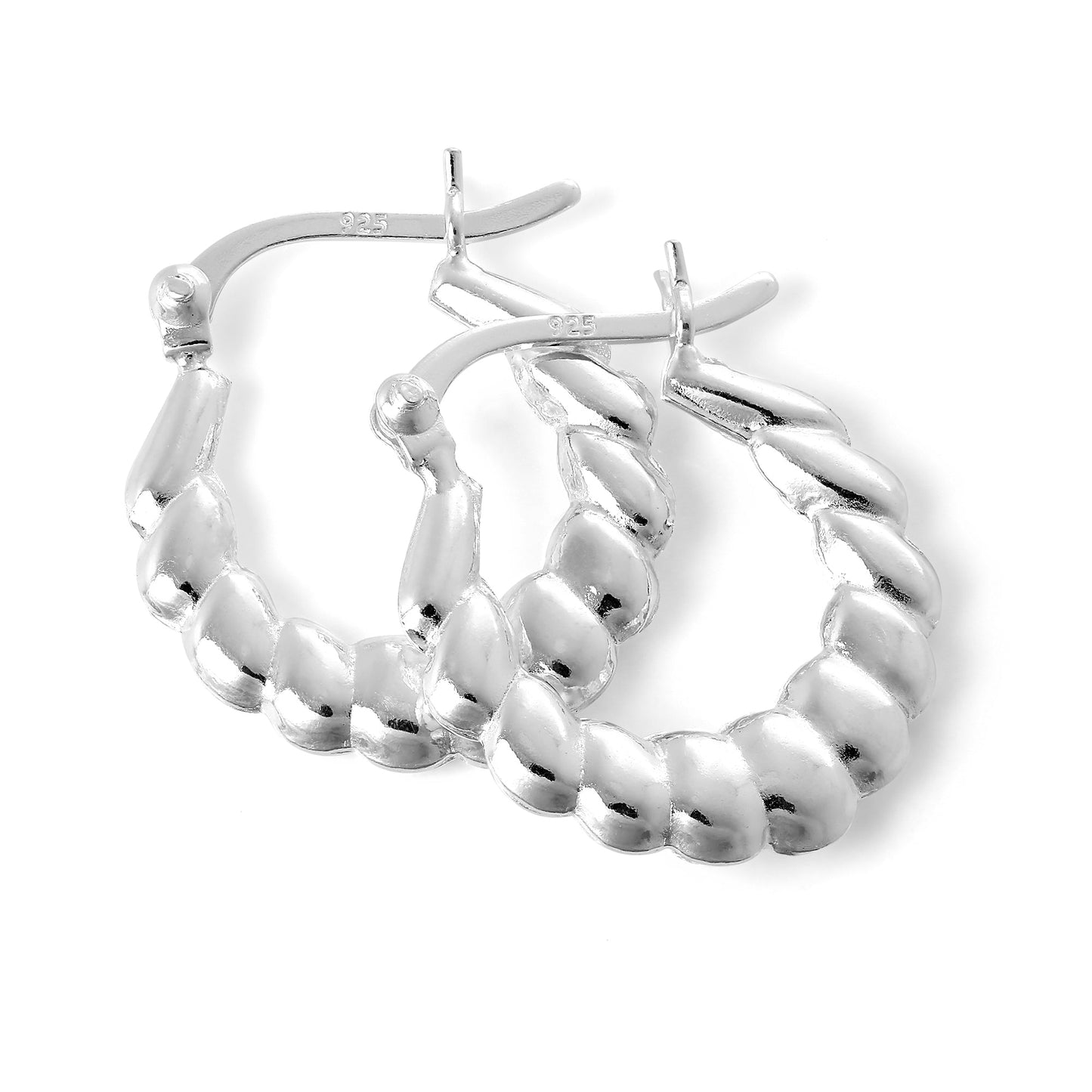 Boucles d'oreilles créoles torsadées en argent sterling de 17 mm