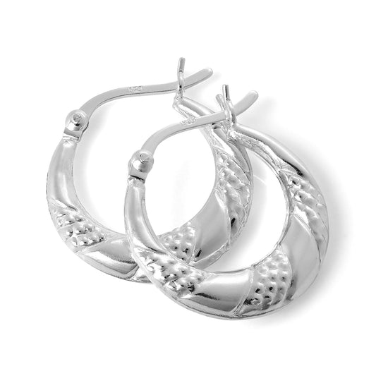 Boucles d'oreilles créoles torsadées texturées en argent sterling de 18 mm