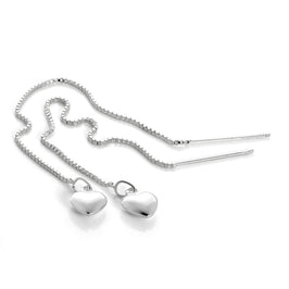 Boucles d'oreilles en argent sterling avec chaîne en forme de cœur