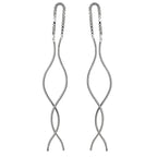 Boucles d'oreilles longues pendantes en argent sterling avec barre ondulée