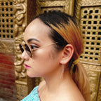 Boucles d'oreilles longues pendantes en argent sterling avec barre ondulée
