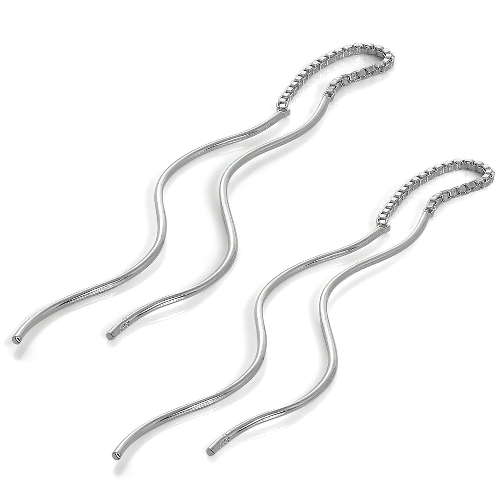 Boucles d'oreilles longues pendantes en argent sterling avec barre ondulée