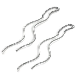 Boucles d'oreilles longues pendantes en argent sterling avec barre ondulée
