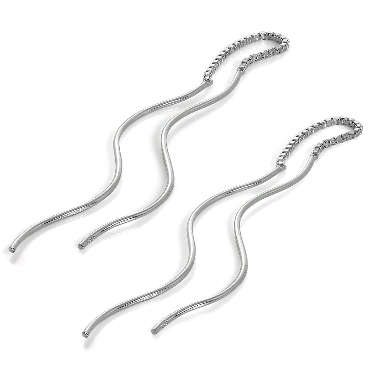 Boucles d'oreilles longues pendantes en argent sterling avec barre ondulée