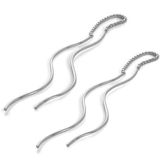 Boucles d'oreilles longues pendantes en argent sterling avec barre ondulée