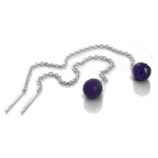 Boucles d'oreilles à enfiler en argent sterling et cristal CZ améthyste