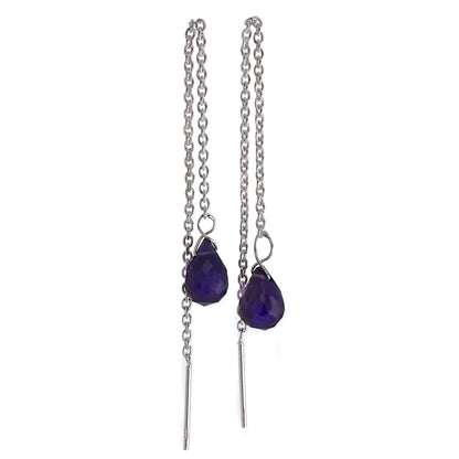Boucles d'oreilles à enfiler en argent sterling et cristal CZ améthyste