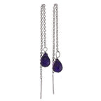 Boucles d'oreilles à enfiler en argent sterling et cristal CZ améthyste