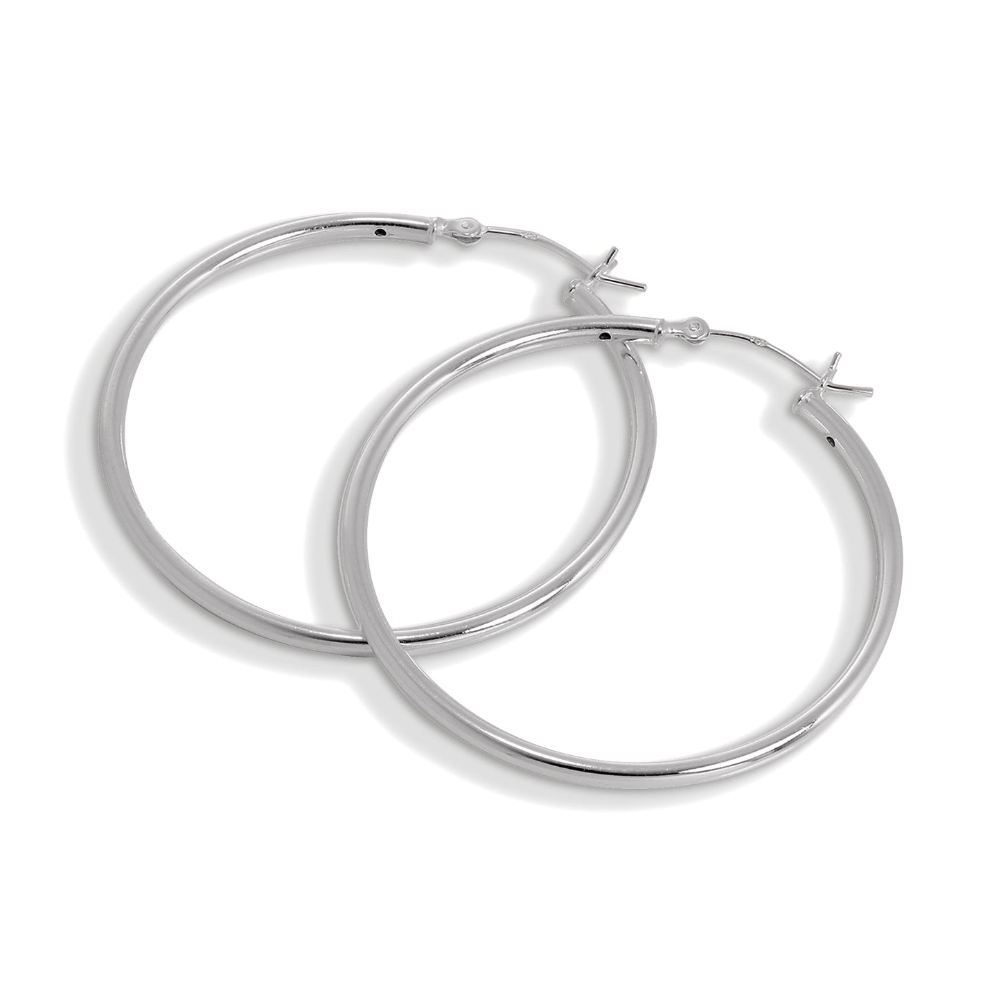 Boucles d'oreilles créoles en argent sterling de 2 mm, 12 mm - 80 mm