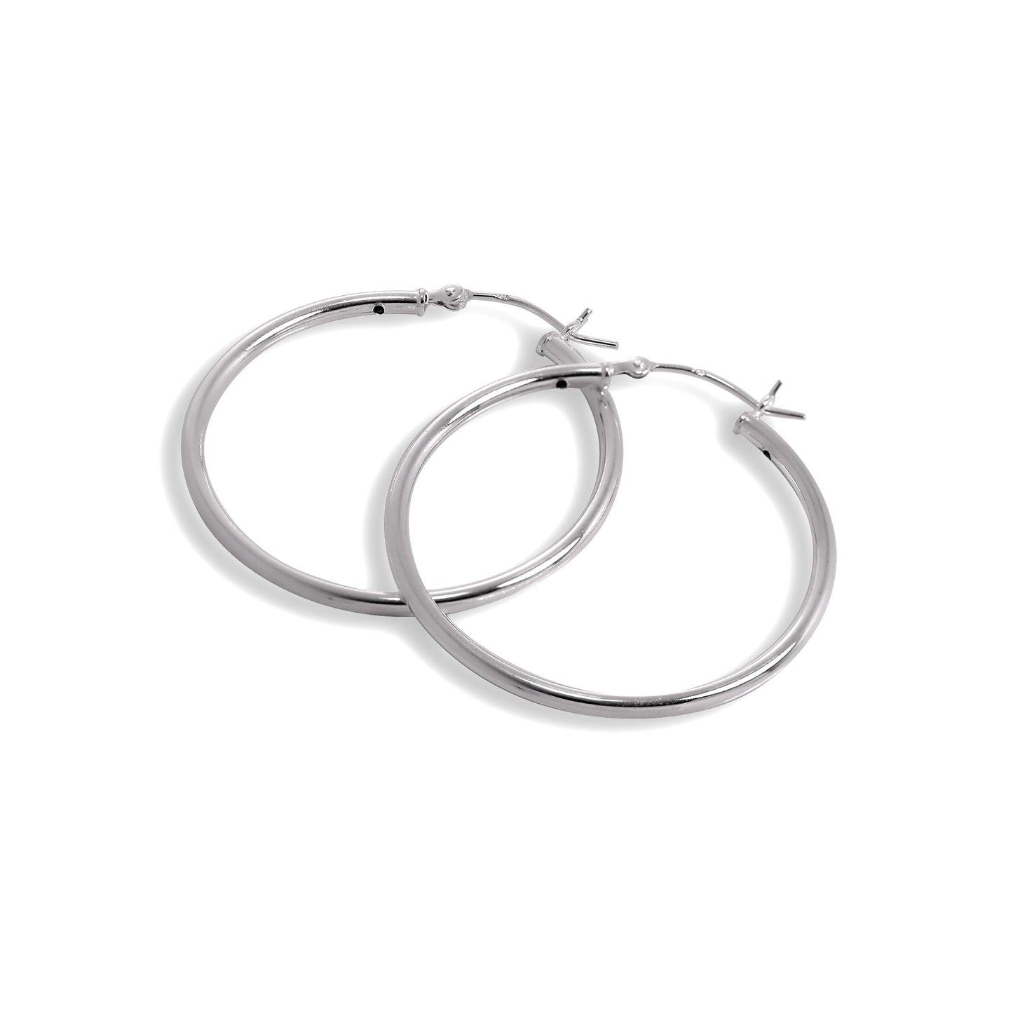 Boucles d'oreilles créoles en argent sterling de 2 mm, 12 mm - 80 mm