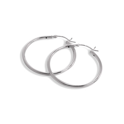 Boucles d'oreilles créoles en argent sterling de 2 mm, 12 mm - 80 mm